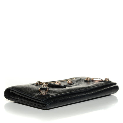 Balenciaga Agneau Giant 12 Rose Gold Hardware Money Wallet Black 4 of 8