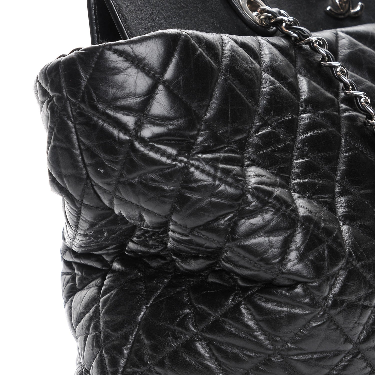 Chanel Aged Calfskin Quilted Be CC Tote Black 9 of 19