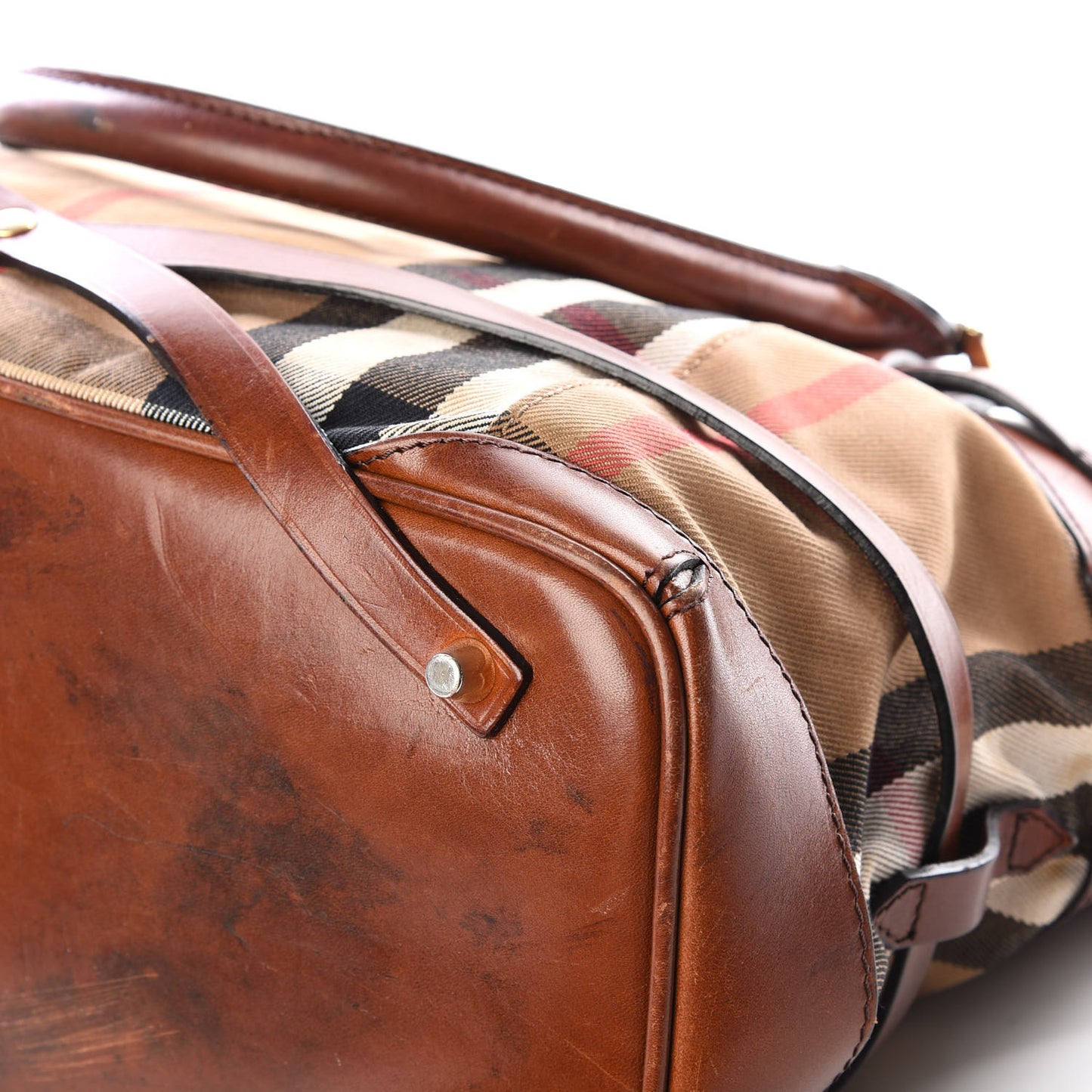 House Check Bridle Calfskin Medium Lynher Tote Dark Tan