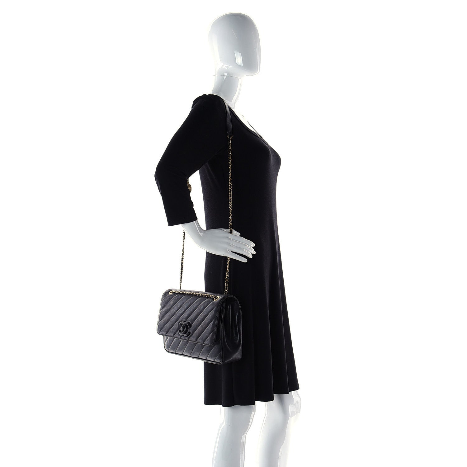 Chanel Lambskin Quilted Jumbo Coco Vintage Flap Black 3 of 15