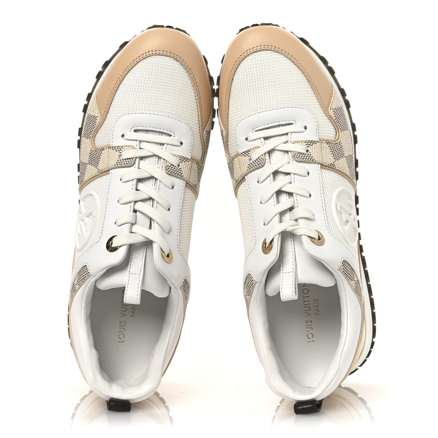 Calfskin Damier Azur Run Away Sneakers 38 White
