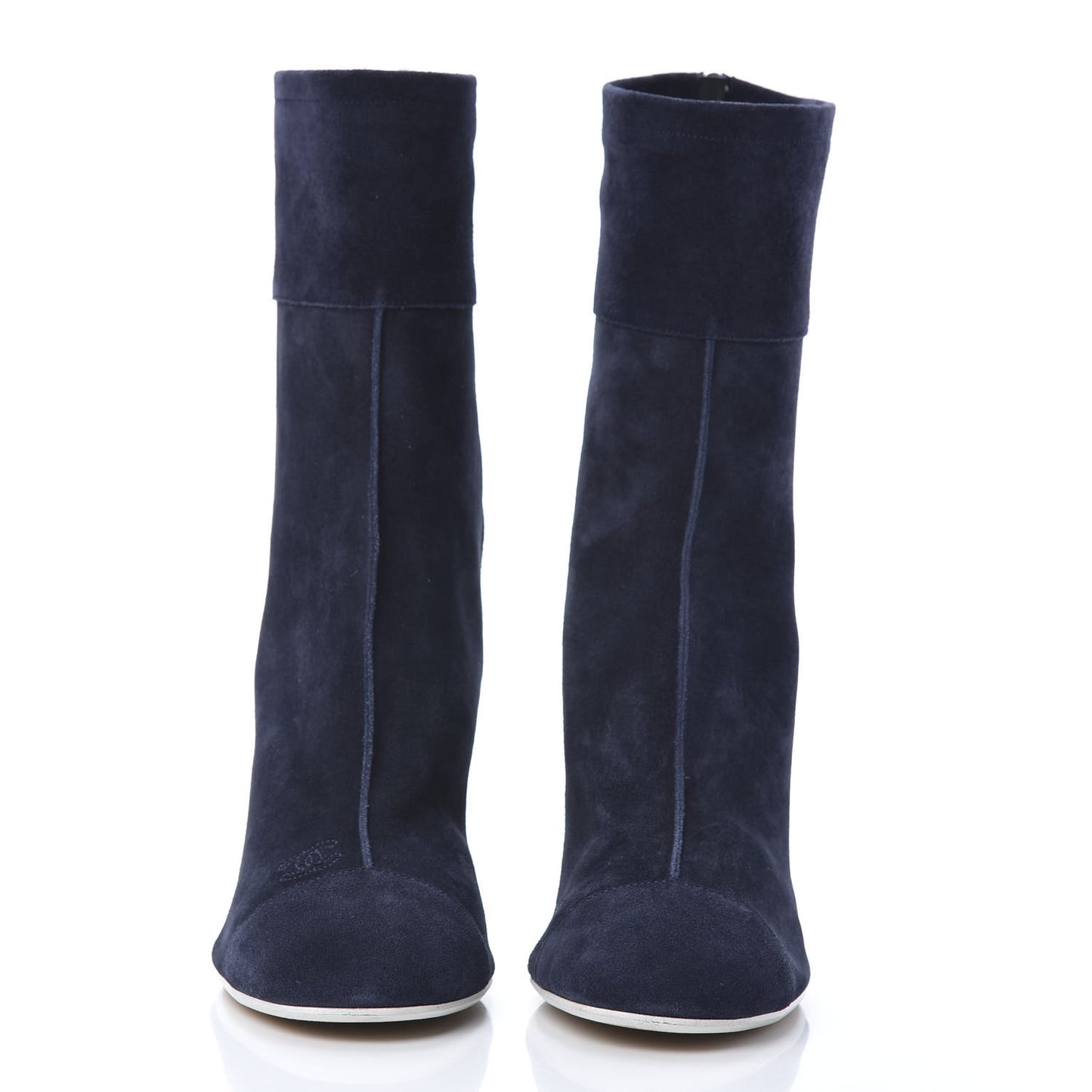 Suede Calfskin Cap Toe Short Boots 41.5 Navy Blue