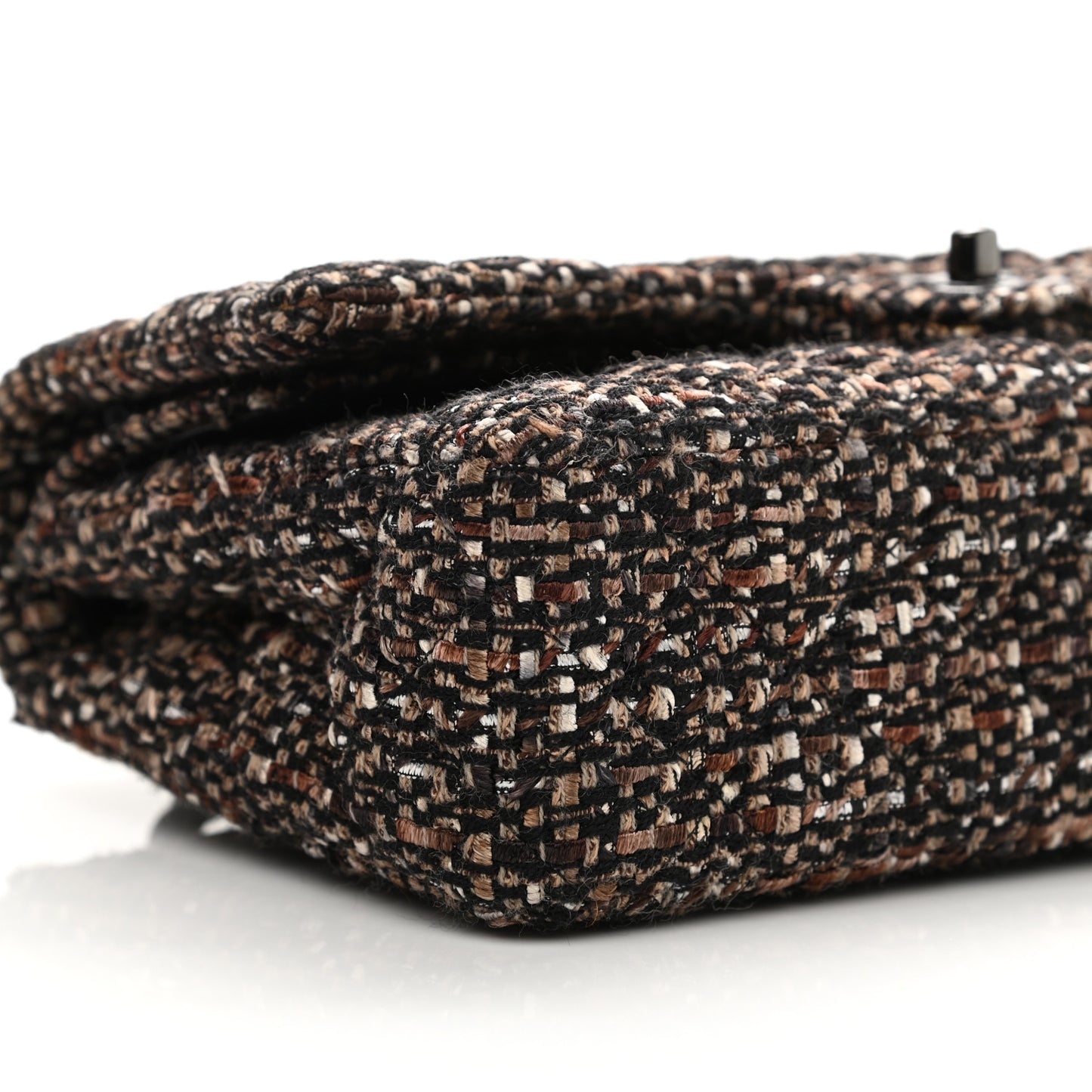 Tweed Quilted Medium Double Flap Brown