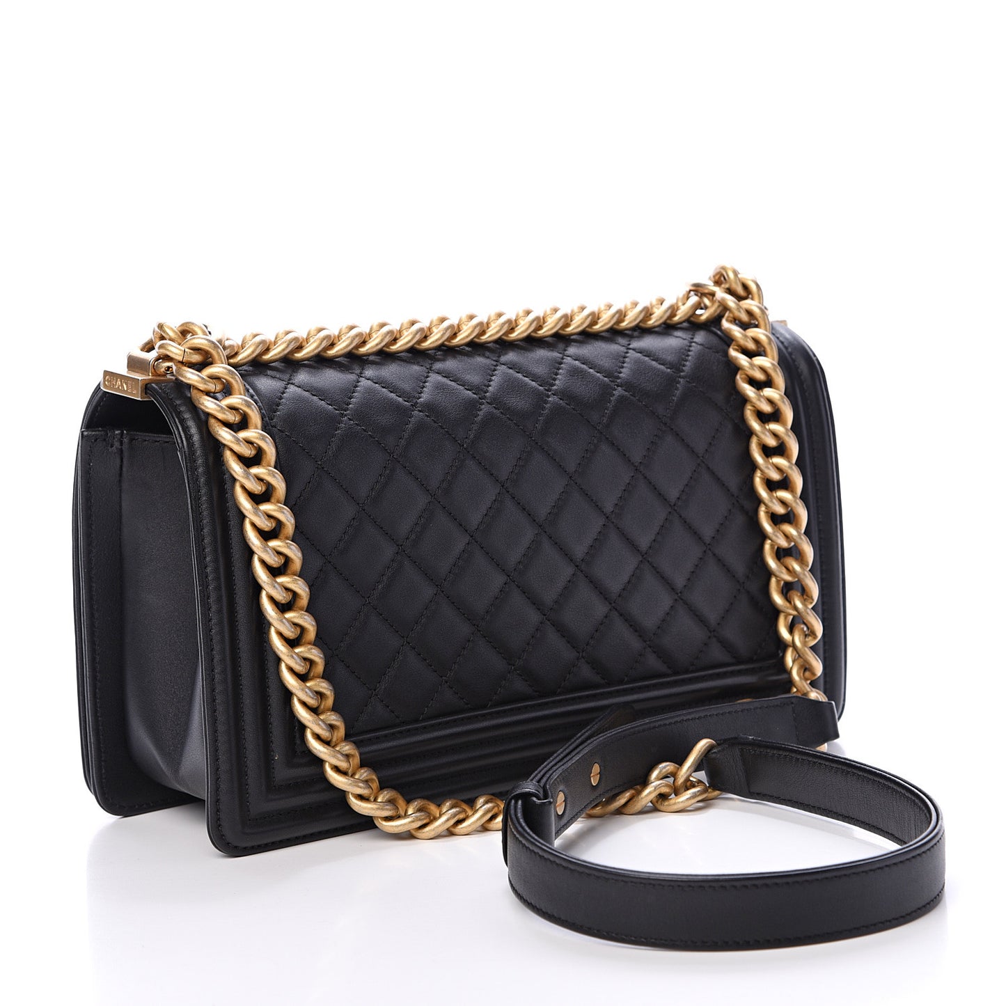 Calfskin Quilted Medium Boy Flap Black