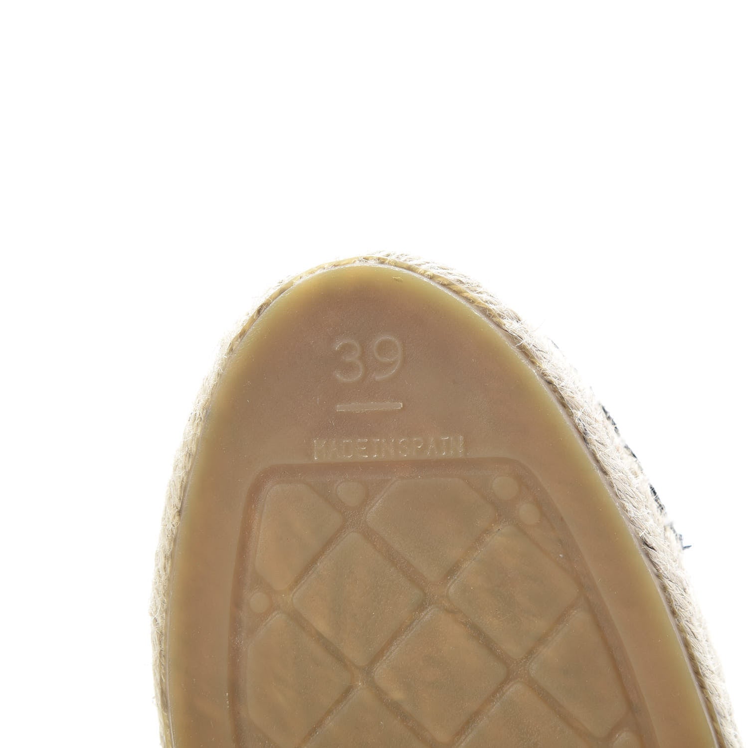 Chanel Lambskin Grosgrain Quilted CC Chain Espadrille Mules 39 Beige Black 6 of 11