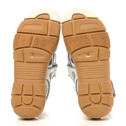 Gucci Mesh Fabric Tinsel Sport Sandals 37 White Silver 5 of 9