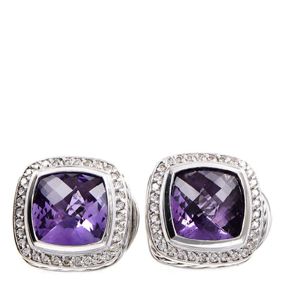 David Yurman Sterling Silver Amethyst Diamond 11mm Albion Earrings 1 of 4