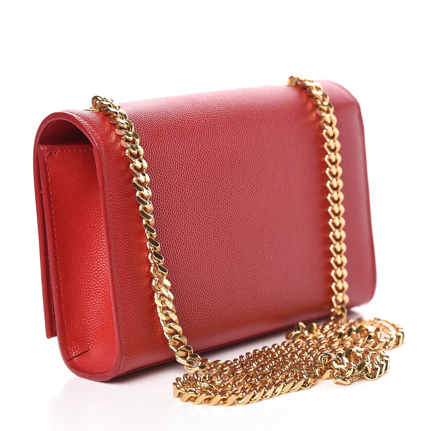 Saint Laurent Grain De Poudre Small Monogram Kate Satchel Red 3 of 11