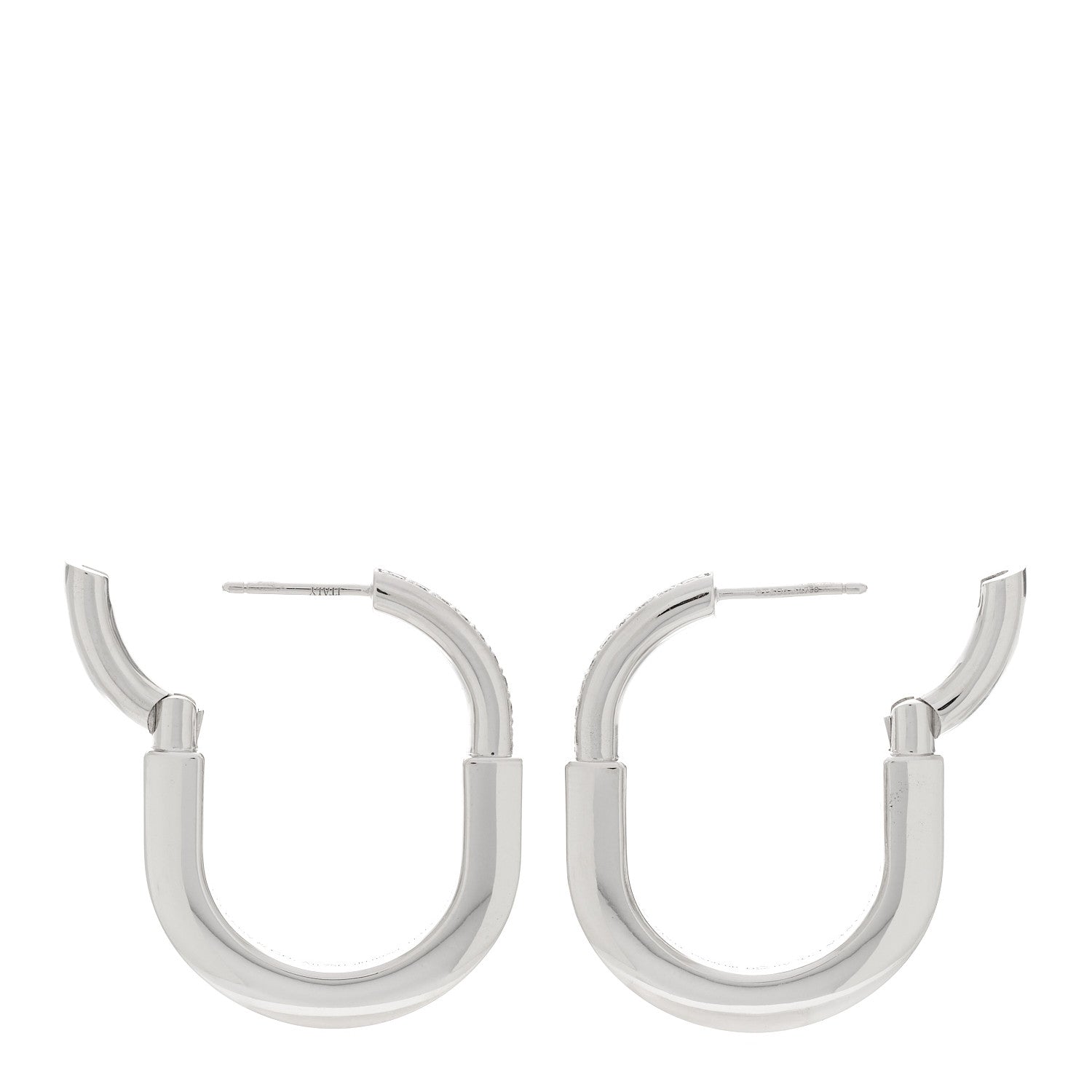 Tiffany 18K White Gold Diamond Medium Lock Earrings 3 of 5