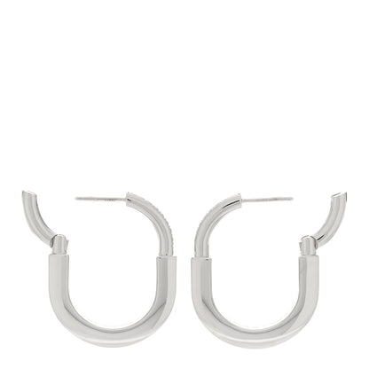 Tiffany 18K White Gold Diamond Medium Lock Earrings 3 of 5