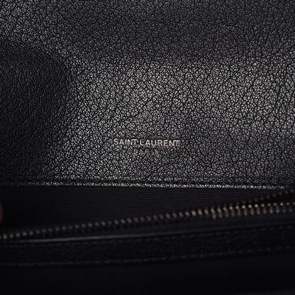 Saint Laurent Sheepskin Matelasse Chevron Monogram Medium College Bag Black 7 of 9