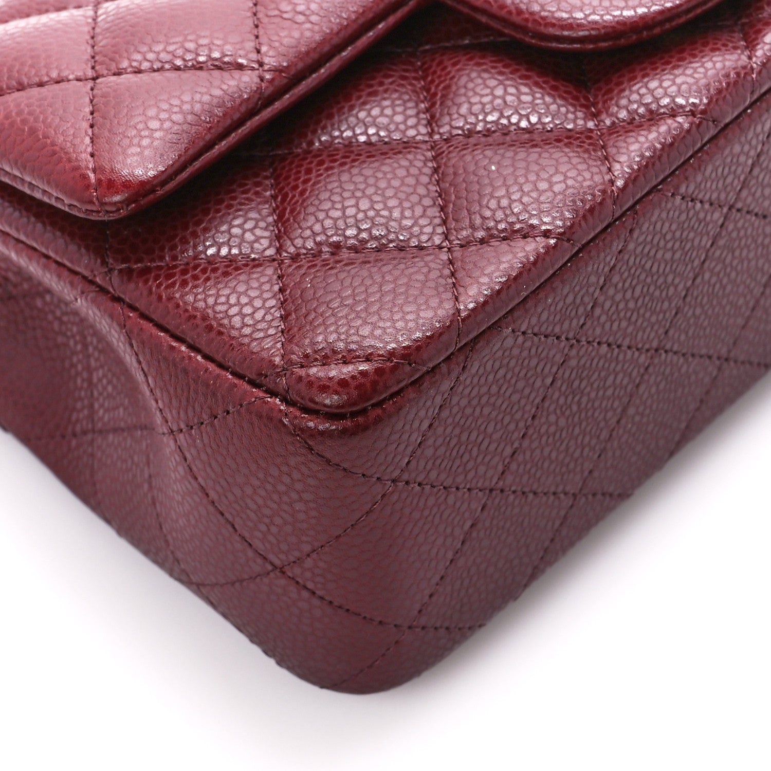 Chanel Caviar Quilted Mini Rectangular Flap Dark Red 10 of 11
