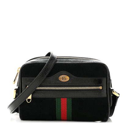 Gucci Suede Patent Web Mini Ophidia Shoulder Bag Black 1 of 11