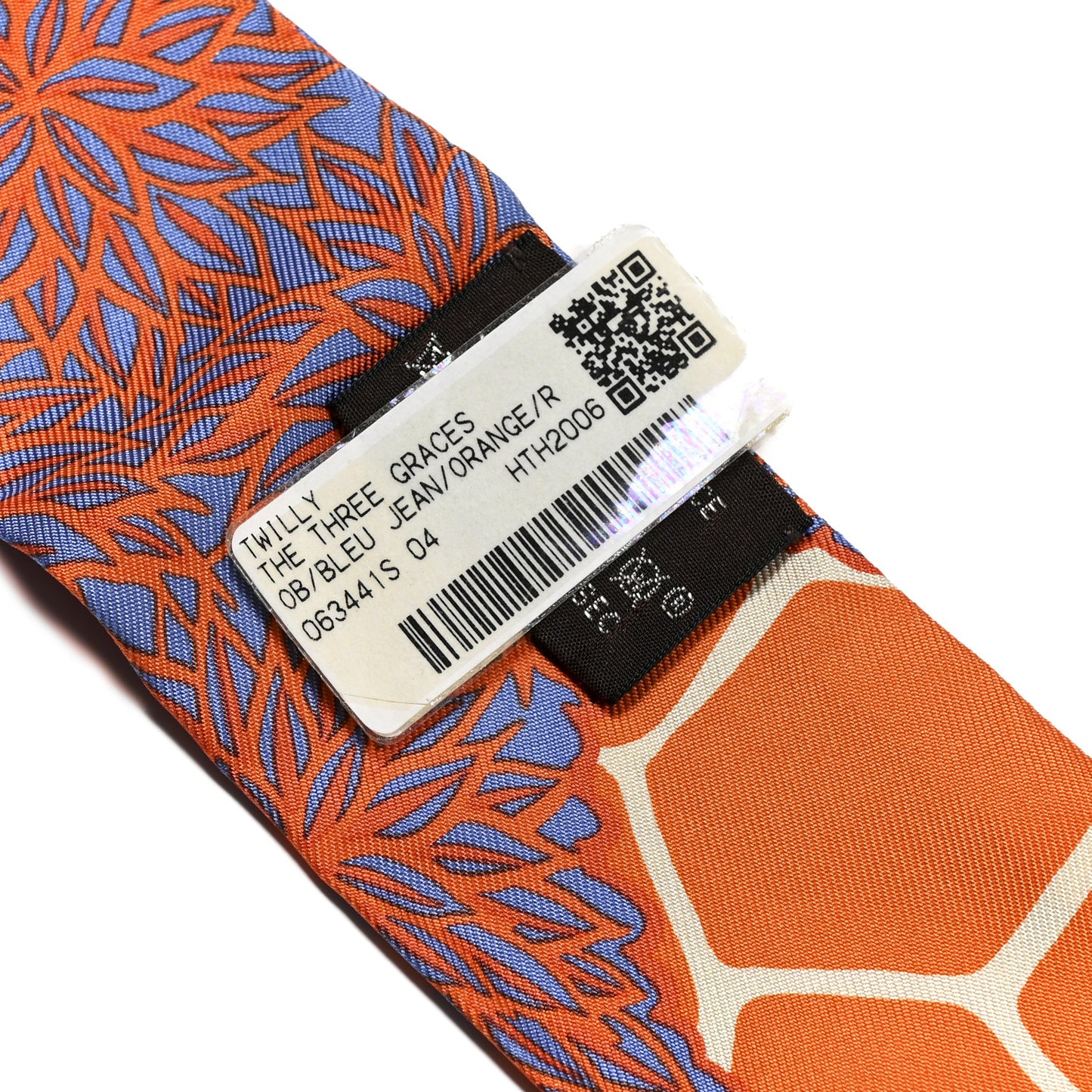 Silk The Three Graces Twilly Bleu Jean Orange Rouille