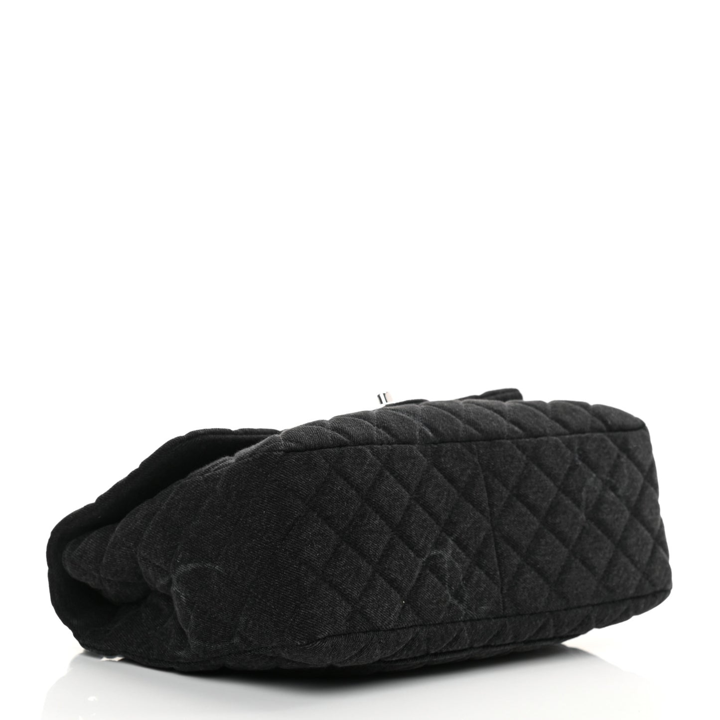 Denim Quilted CC Print Jumbo Single Flap Black