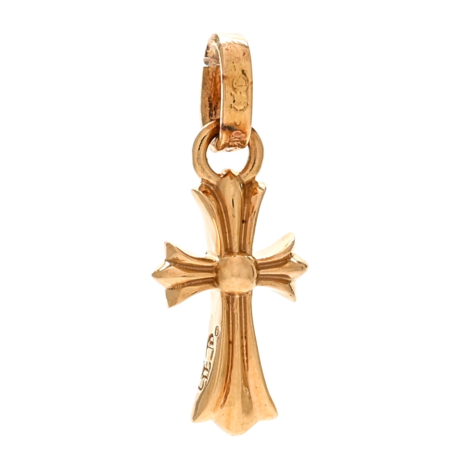 Chrome Hearts 22K Yellow Gold Tiny CH Cross Pendant 1 of 4