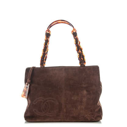 Chanel Suede Bekko Chain CC Shopping Tote Dark Brown 1 of 7