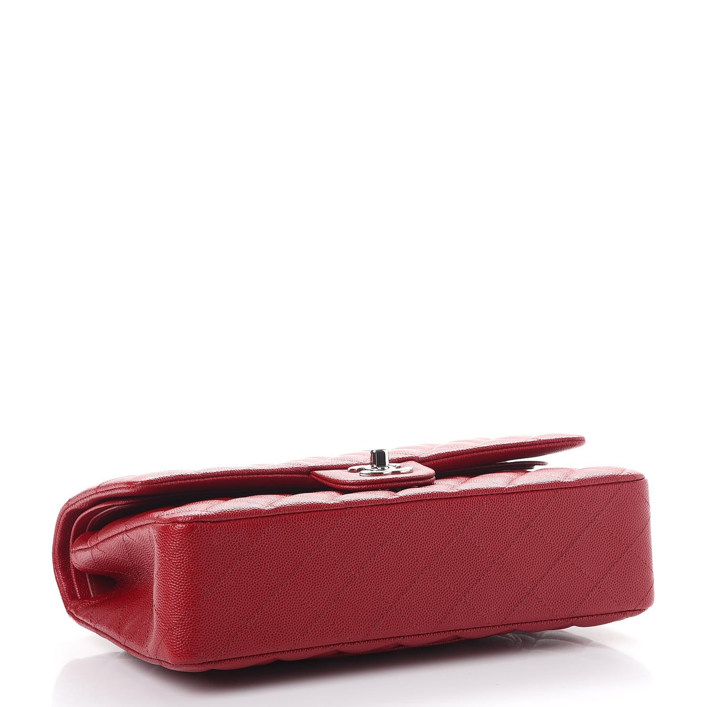 Caviar Quilted Medium Double Flap Red