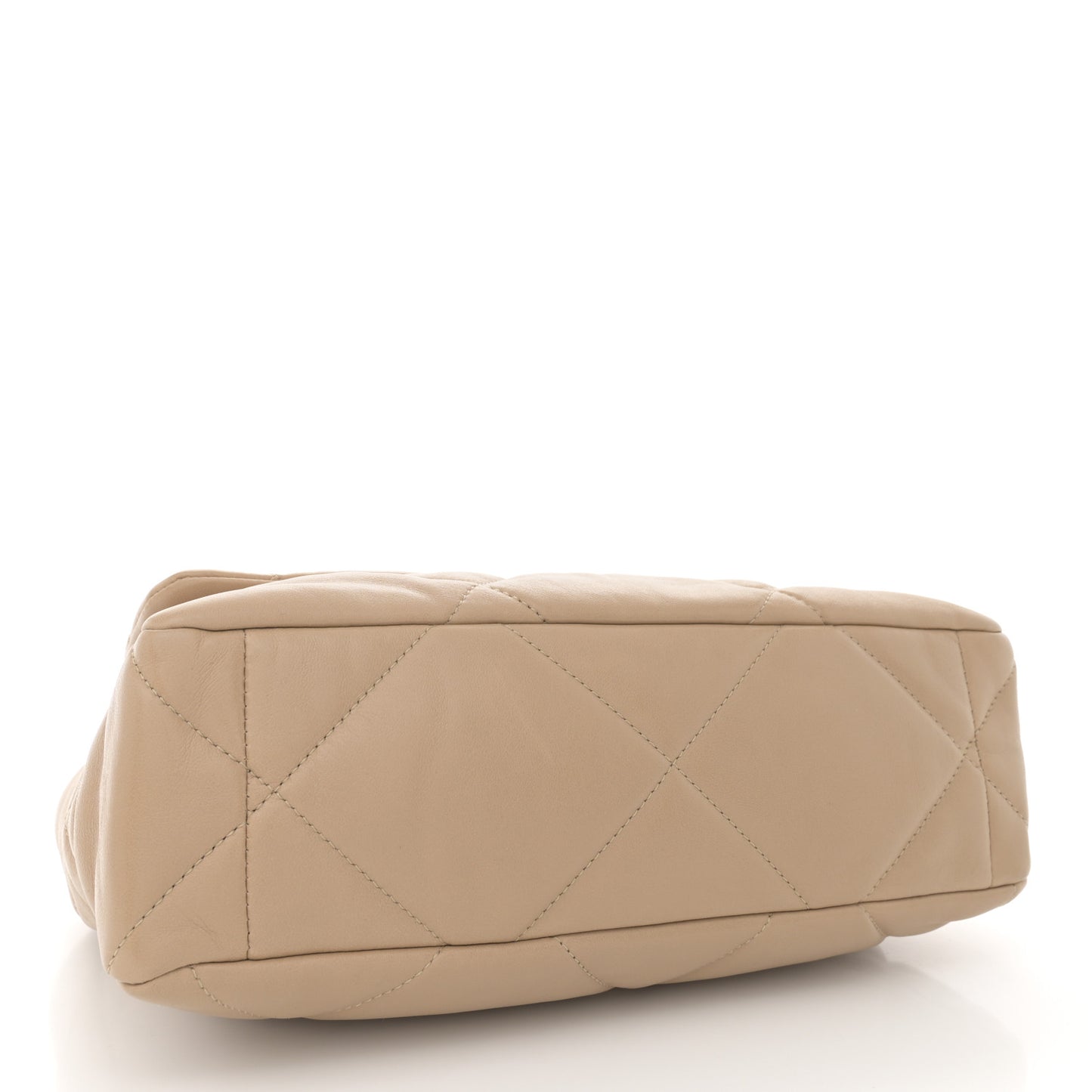 Lambskin Quilted Large Chanel 19 Flap Dark Beige
