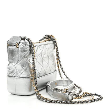 Chanel Metallic Aged Calfskin Quilted Small Gabrielle Hobo Silver 3 of 11