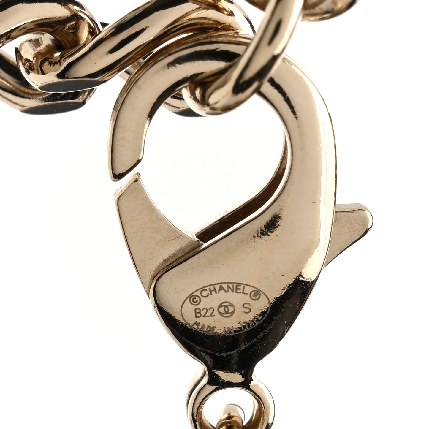 Metal Enamel Chain CC Choker Gold White