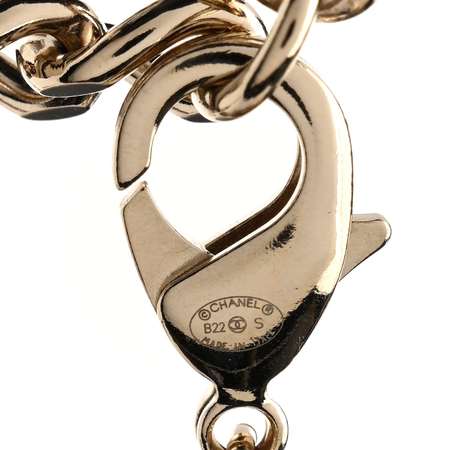 Chanel Metal Enamel Chain CC Choker Gold White 5 of 6