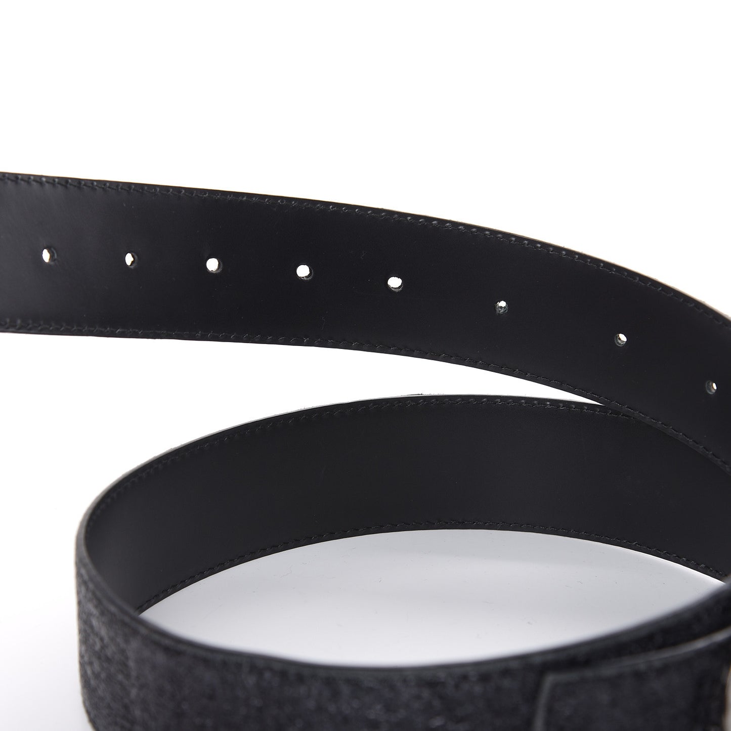 Metallic Crackled Calfskin CC Belt 80 32 Black