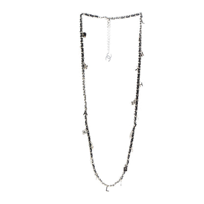 Chanel Glazed Calfskin Crystal Charm Necklace Black Gold 3 of 5