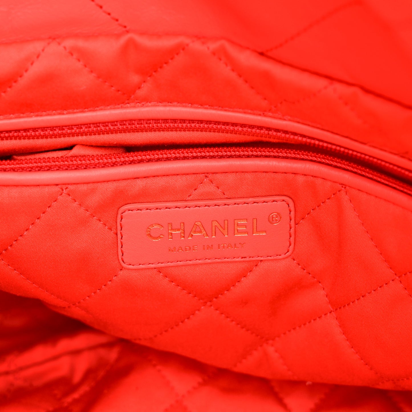 Shiny Calfskin Quilted Small Chanel 22 Coral