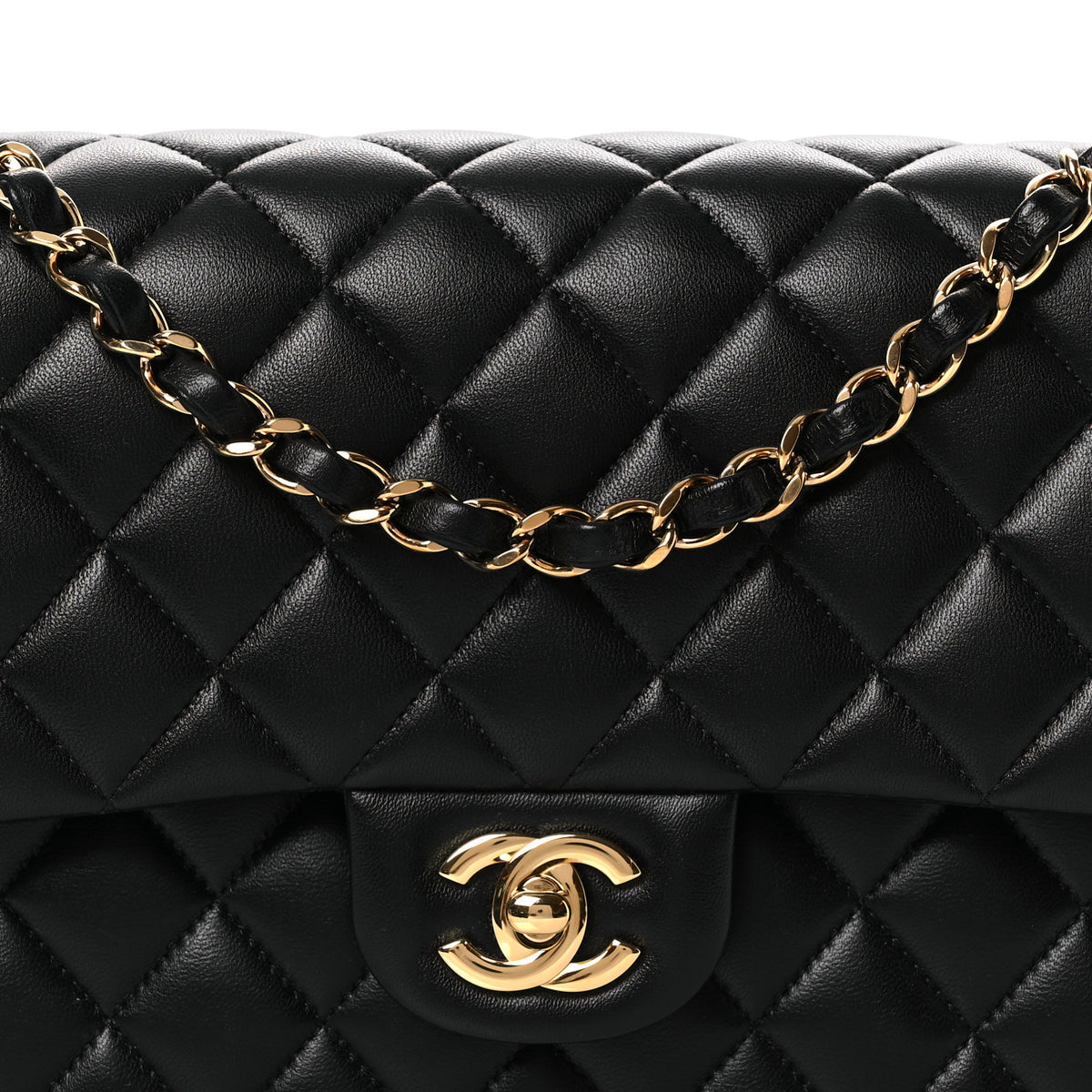 Chanel Lambskin Quilted Medium Double Flap Black 8 of 13