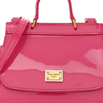 Dolce & Gabbana Patent Mini DG Girls Miss Sicily Satchel Dark Pink 7 of 14