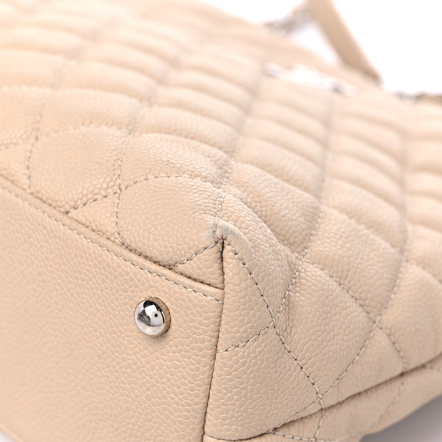 Caviar Quilted CC Shopping Tote Beige
