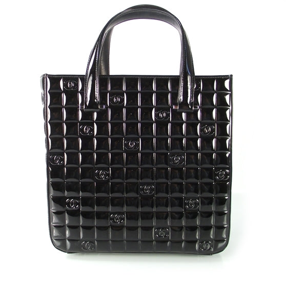 Chanel Patent Chocolate Bar Quilted Tote Black 1 of 9