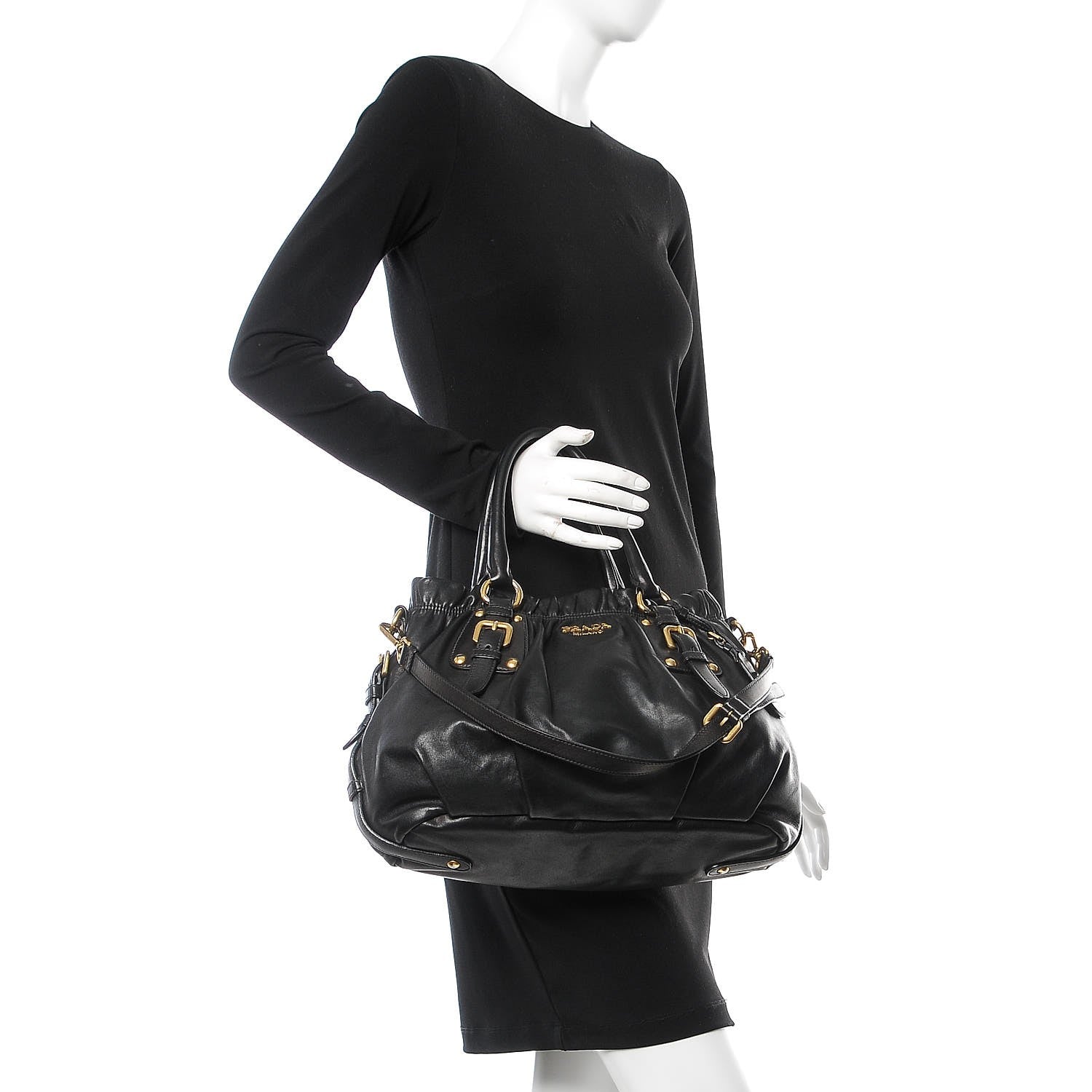 Prada Soft Calf Tote Black 2 of 9