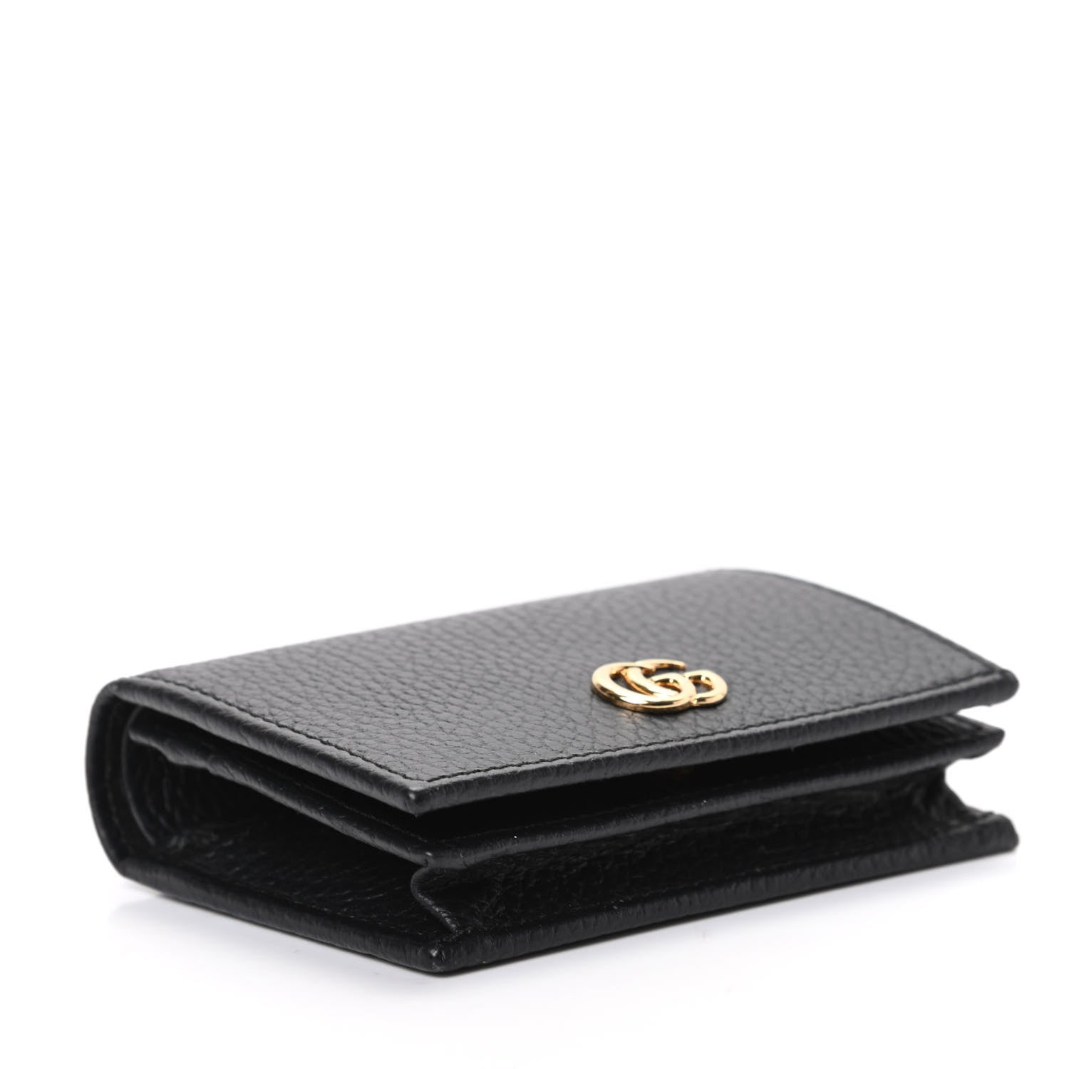 Gucci Pebbled Calfskin GG Marmont Card Case Black 4 of 7