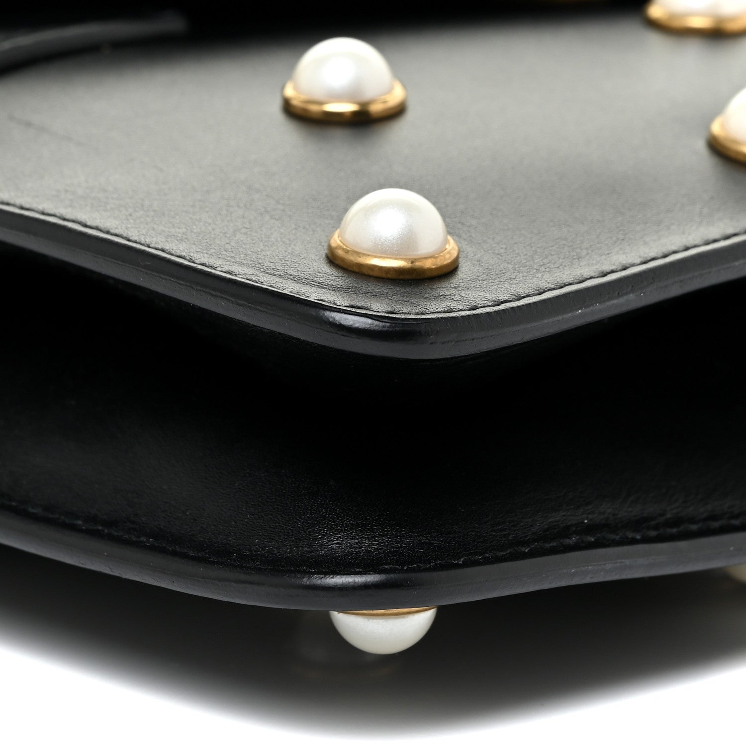 Gucci Nappa Pearl Studded Mini Queen Margaret Broadway Shoulder Bag Black 8 of 15