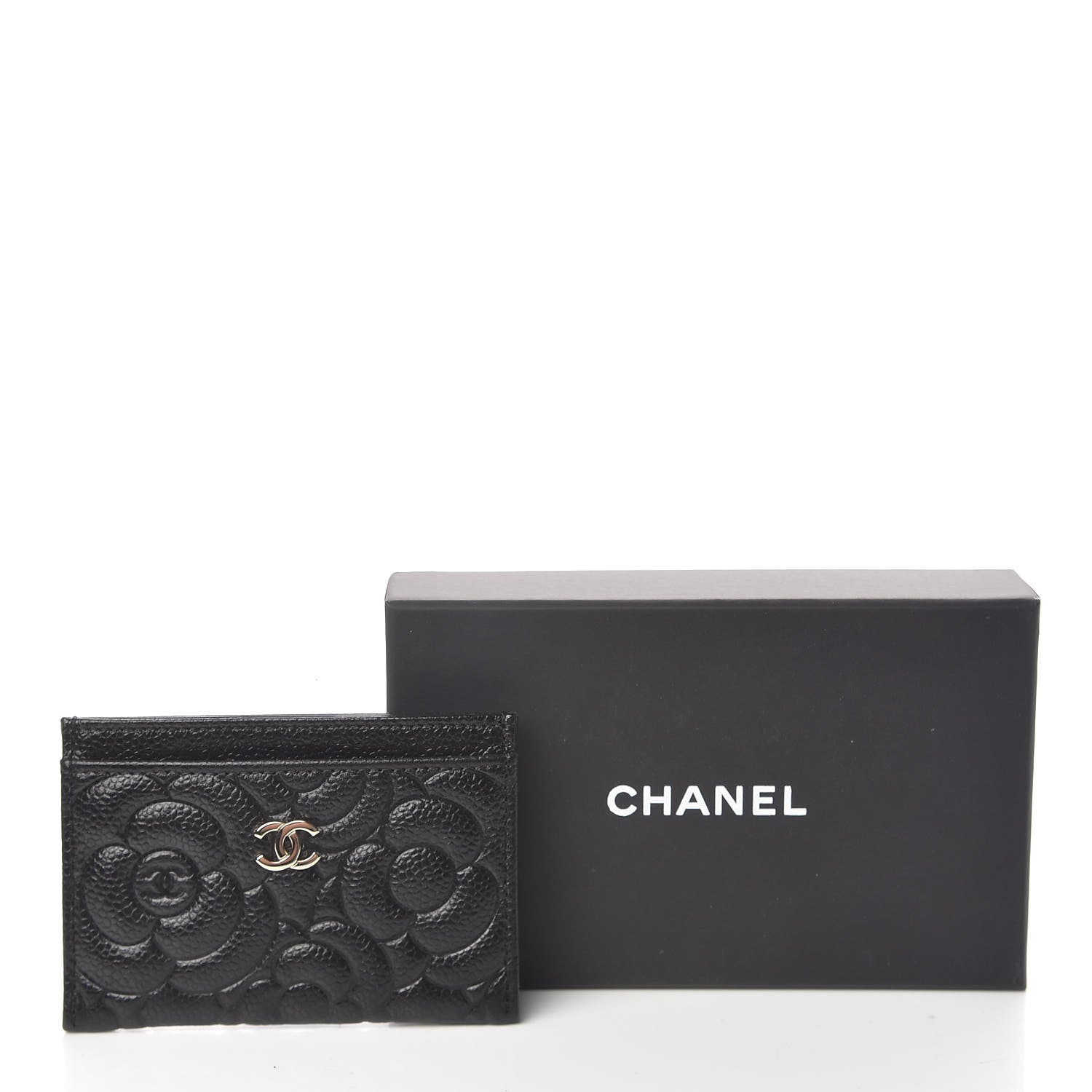 Chanel Caviar Camellia Embossed Card Holder Black 9 of 9