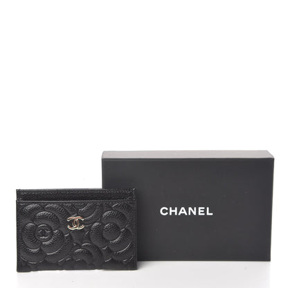 Chanel Caviar Camellia Embossed Card Holder Black 9 of 9