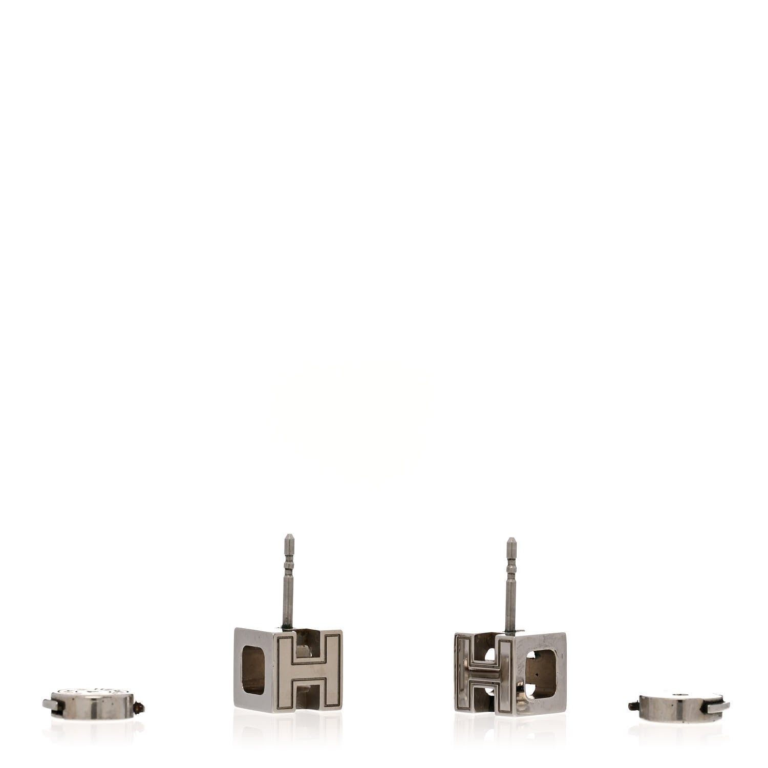 Hermes Palladium Lacquered Cage d'H Earrings Black 3 of 4