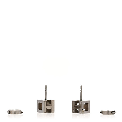 Hermes Palladium Lacquered Cage d'H Earrings Black 3 of 4
