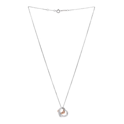 Tiffany Sterling Silver 18K Rose Gold Elsa Peretti Double Open Heart Pendant Necklace 3 of 5