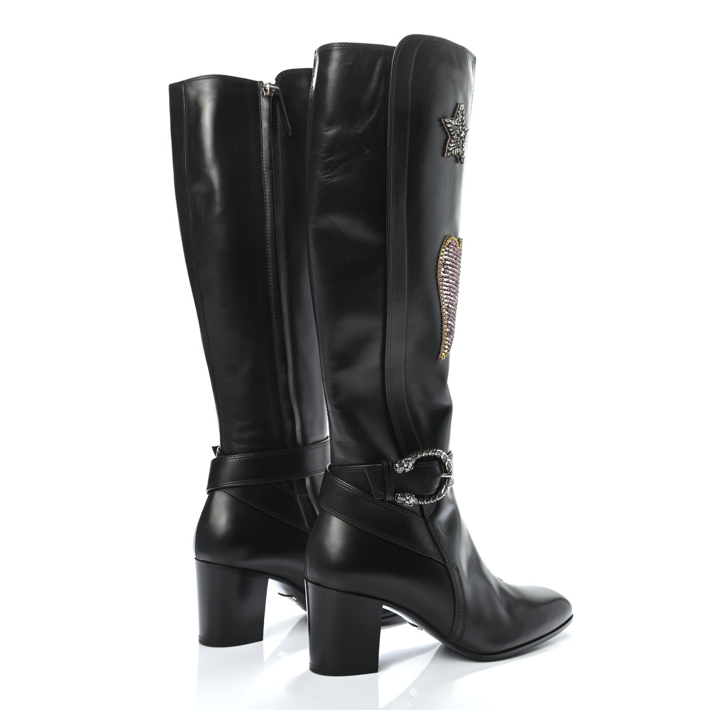 Calfskin Dionysus Embellished Elizabeth Knee High Boots 37 Black