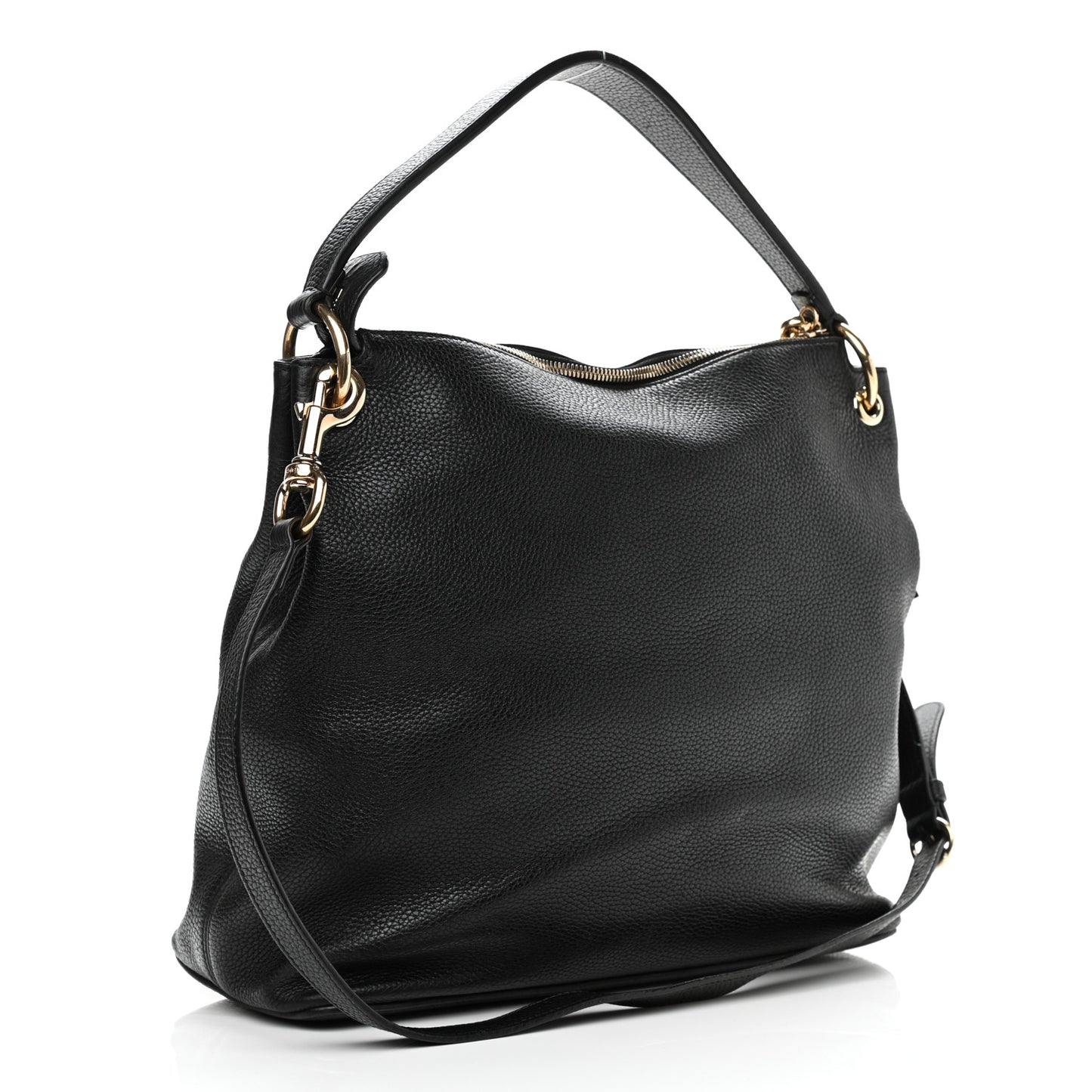 Pebbled Calfskin Large Soho Hobo Black
