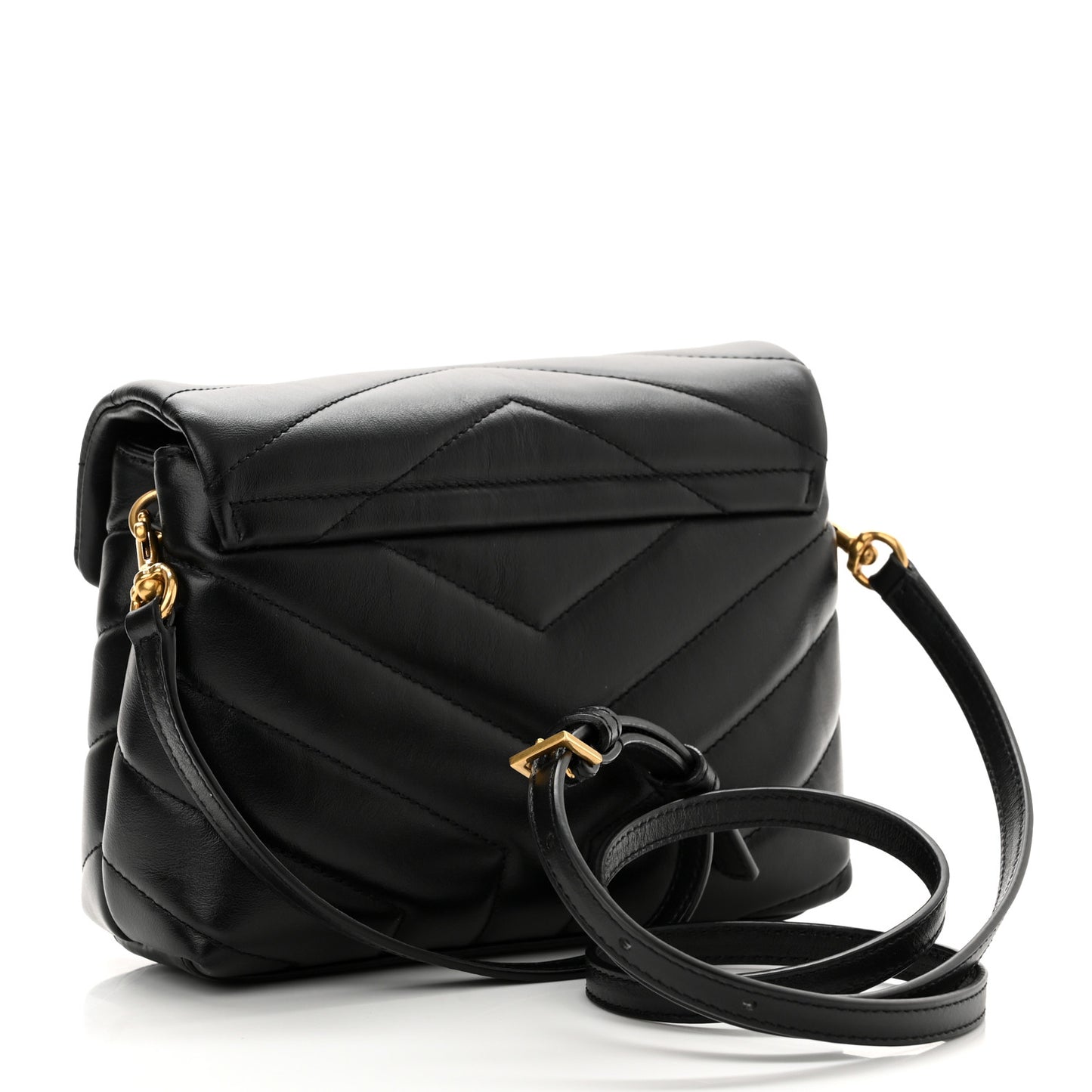 Calfskin Y Quilted Monogram Toy Loulou Crossbody Bag Black