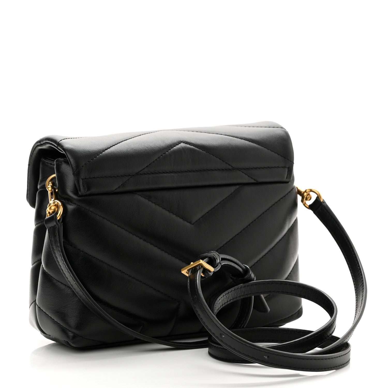 Saint Laurent Calfskin Y Quilted Monogram Toy Loulou Crossbody Bag Black 3 of 12