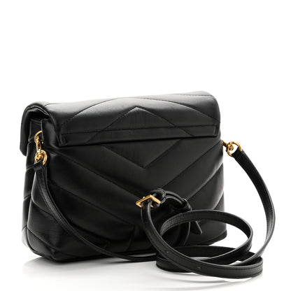 Saint Laurent Calfskin Y Quilted Monogram Toy Loulou Crossbody Bag Black 3 of 12