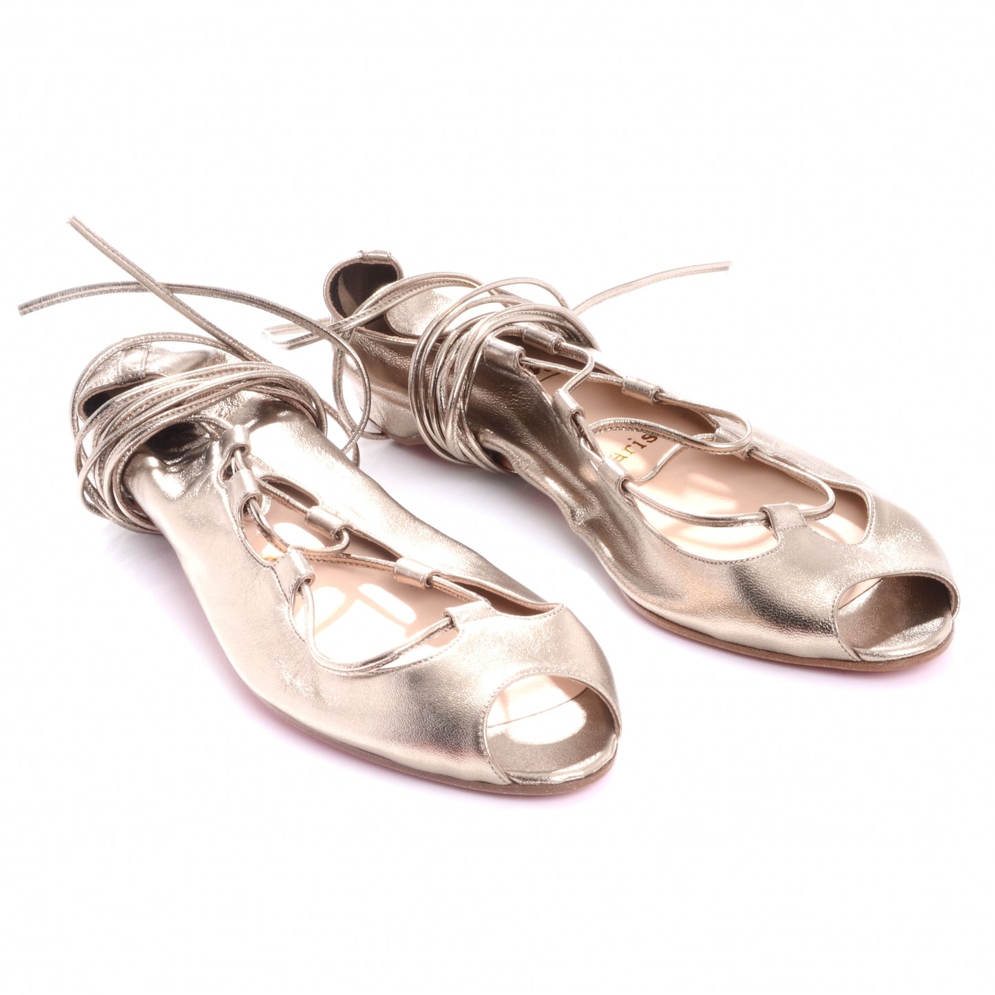 Metallic Lace Up Flats 37.5