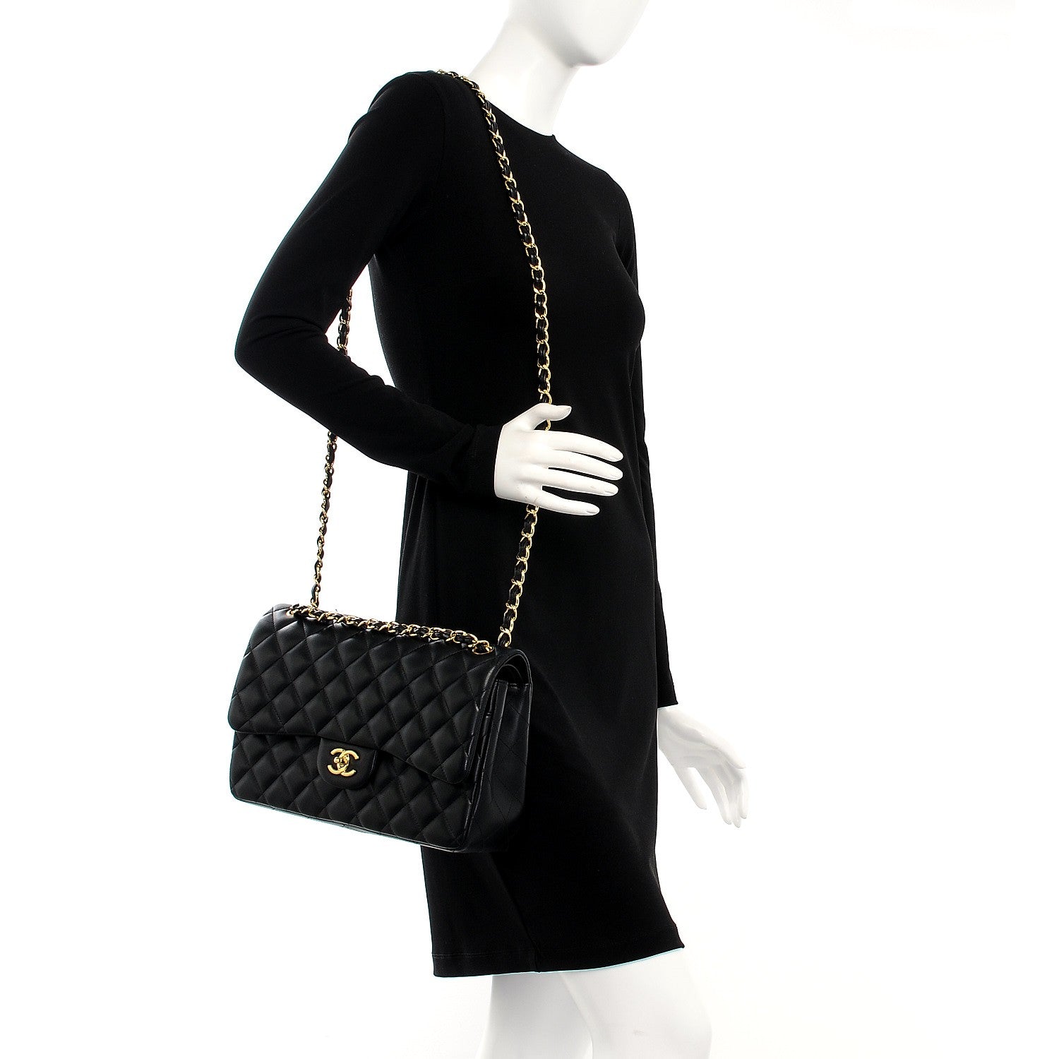 Chanel Lambskin Quilted Jumbo Double Flap Black 2 of 8