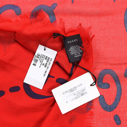Gucci Modal Silk GG Writers Shawl Flame Blue 4 of 5