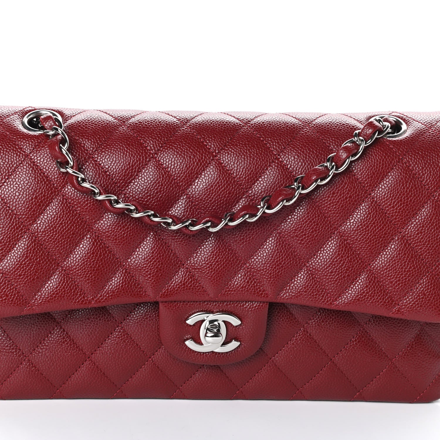 Chanel Caviar Quilted Medium Double Flap Burgundy 8 of 10
